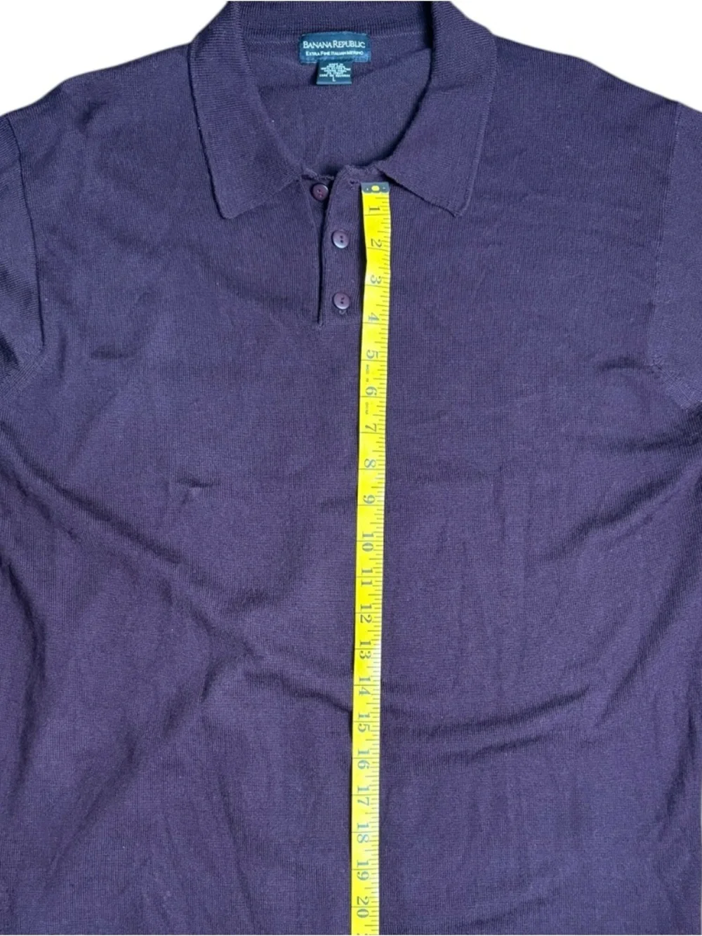 Banana Republic Plum Long Sleeve Polo Sweater Italian Merino Wool Sz L